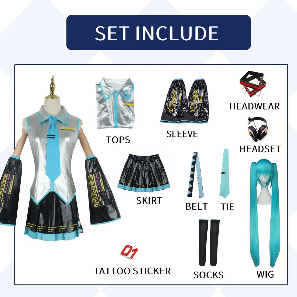 Mikuu Cosplay Costume Carnival Uniform Wig Anime Halloween Costumes Women