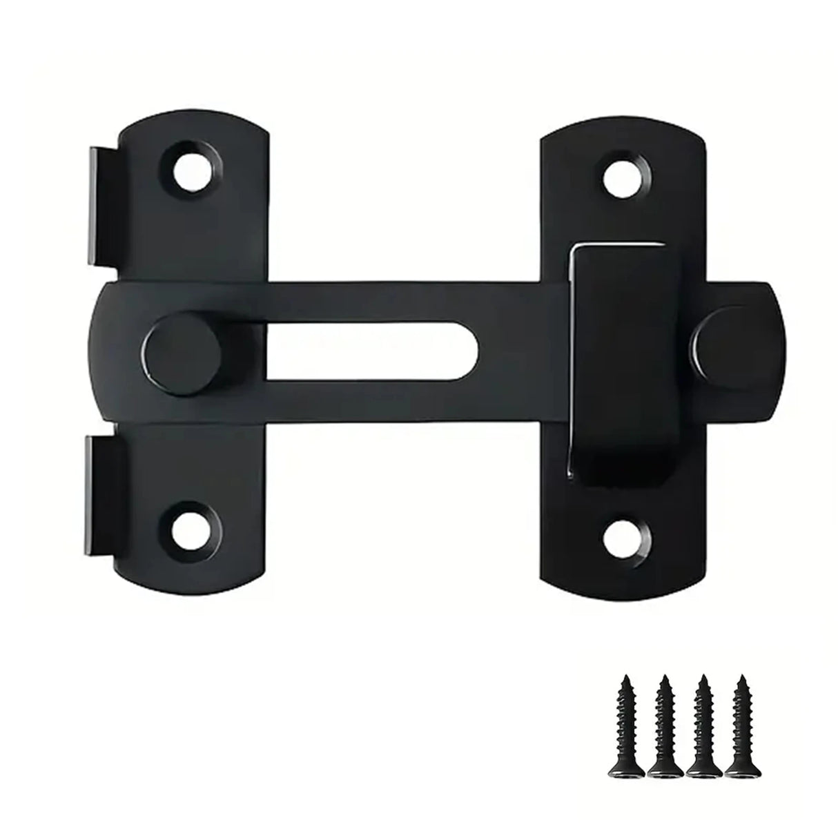 1Pcs Stainless Steel Sliding Barn Door Lock Hardware Gate Latches, Window Closet, Matte Black Silvery