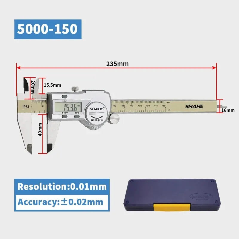 SHAHE Hardened Stainless Steel Digital Caliper Electronic Vernier Caliper Micrometer Measuring Tools