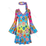 70s Costume Disco Dresses for Women Halloween Costume Sexy Hippie Costume Disco Dress with Disco Headband 70s Outfit Women