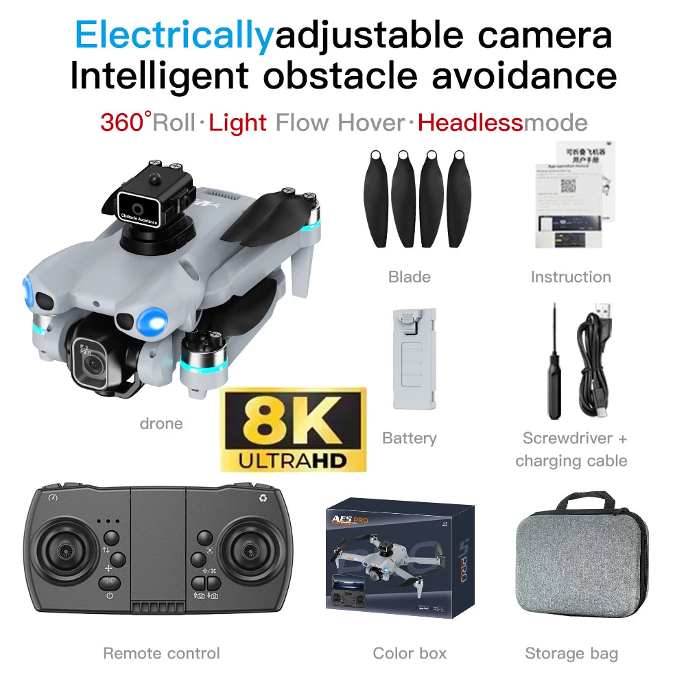 Original AE5Pro Mini HD Camera Remote Control with Intelligent Screen Obstacle Avoidance Brushless Motor Quadcopter Dron New Toy