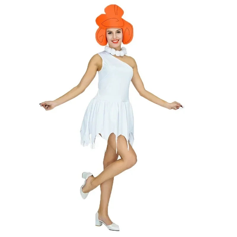 Womens Wilma Flintstone Adult Costume Men's The Flintstone's Barney Rubble Costume Party Supplie Caveman Costume