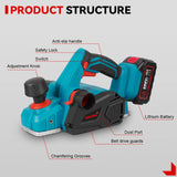 Electric Planer 30000RPM 82mm Cordless Electric Router Trimmer Planing Woodworking Cutter Power Tool For Makita 18V Battery Pin