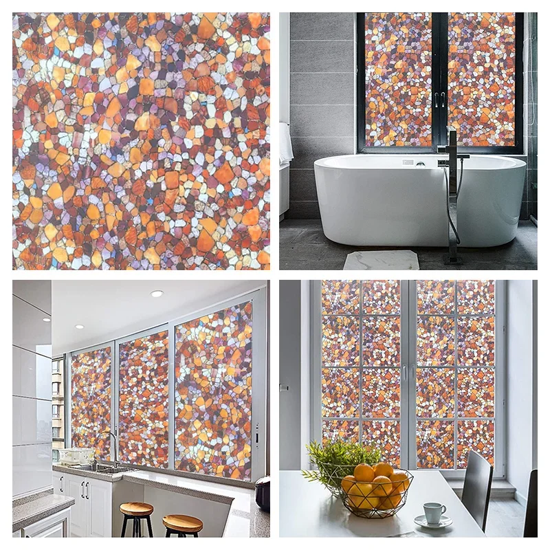 Window Privacy Film Adhesive Film Static Clings 3D Decorative Flower Window Film Stained Vinyl Glass Christmas Window Sticker