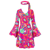 70s Costume Disco Dresses for Women Halloween Costume Sexy Hippie Costume Disco Dress with Disco Headband 70s Outfit Women