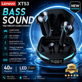 Lenovo XT53 Wireless Upgrade Bluetooth 5.4 Earphones Ultra Long Endurance Low Latency Gaming Headset LED Digital Display Earbuds