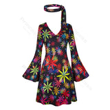 70s Costume Disco Dresses for Women Halloween Costume Sexy Hippie Costume Disco Dress with Disco Headband 70s Outfit Women