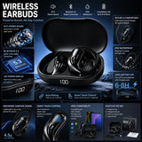 New Wireless Headphones Bluetooth 5.4 Earphones True with Mic Button Control Noise Reduction Sports Earhooks Waterproof Headset