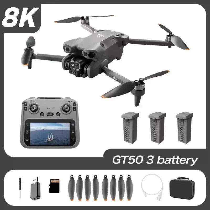 Lenovo GT50 4K FPV Drone 8K HD Dual camera drone  brushless motor 4.3" screen EIS anti-shake 2.4 GHz RC quadcopter Toy Aircraft