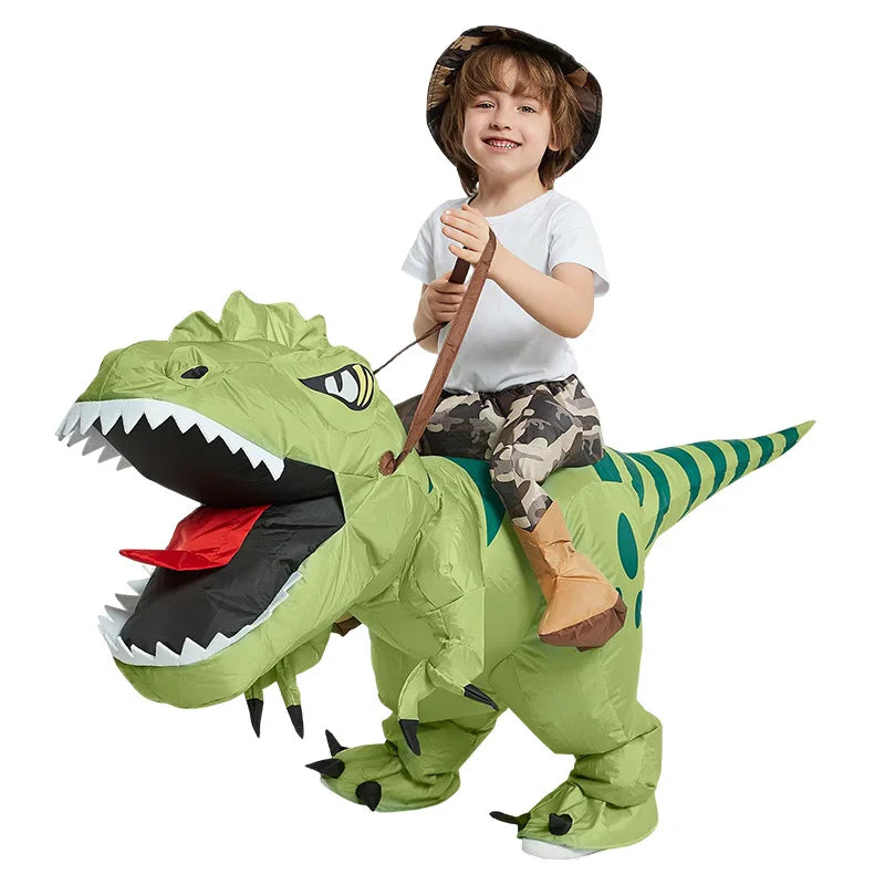 Animal Cartoon Riding T-Rex Inflatable Costume Adult Kids Chasing Game Nursery Kids Dinosaur Role Playing Game Birthday Gift