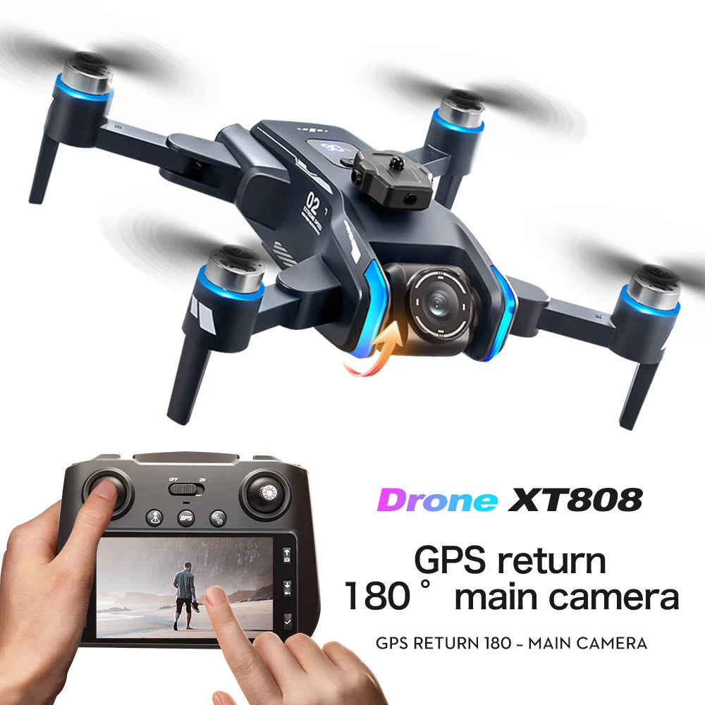 XT808 GPS Rc Drone 5G Professional 8K HD Aerial Dual Camera Omnidirectional Screen Laser Obstacle Avoidance FPV Dron 15000M