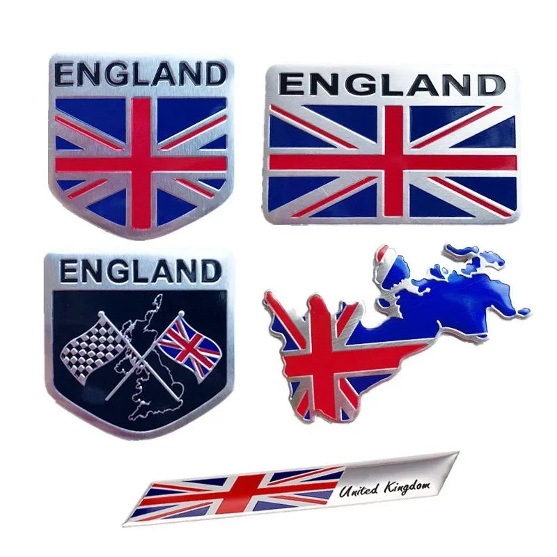 3D Aluminum Car UK United Kingdom ENGLAND National Flag Map Emblem Sticker Auto Fender Side Rear Trunk Decal Badge Decoration