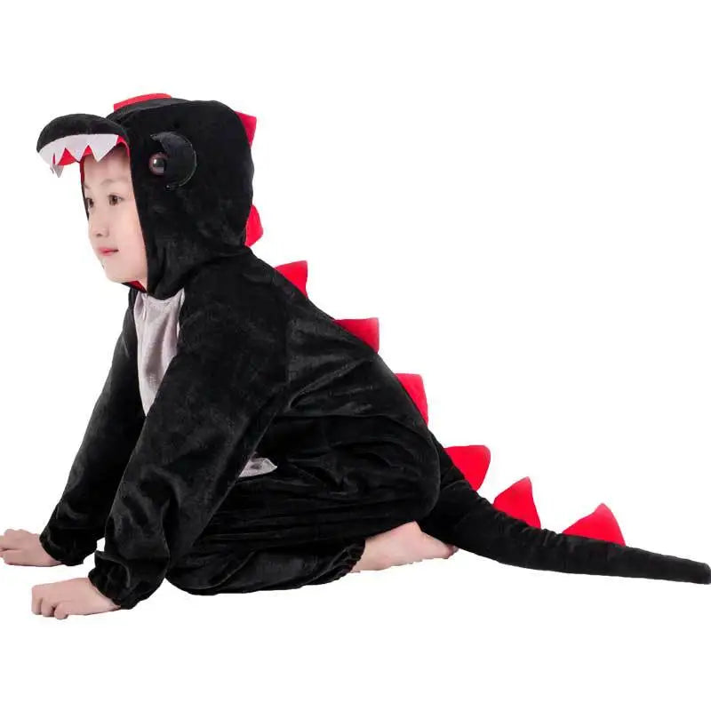 Cute Child Dinosaur Kugurumi Costume Cosplay Boys 2-4T 4-8Y Green Black Kindergarten School Party Game Role Play Suit