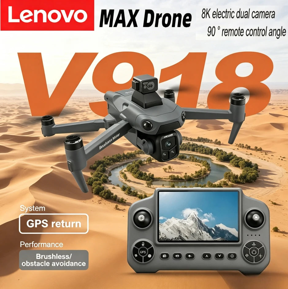 Lenovo V918 Max GPS Drone 4K 8K Professional HD Camera Photography Brushless Foldable Quadcopter Laser Obstacle Avoidance Dron