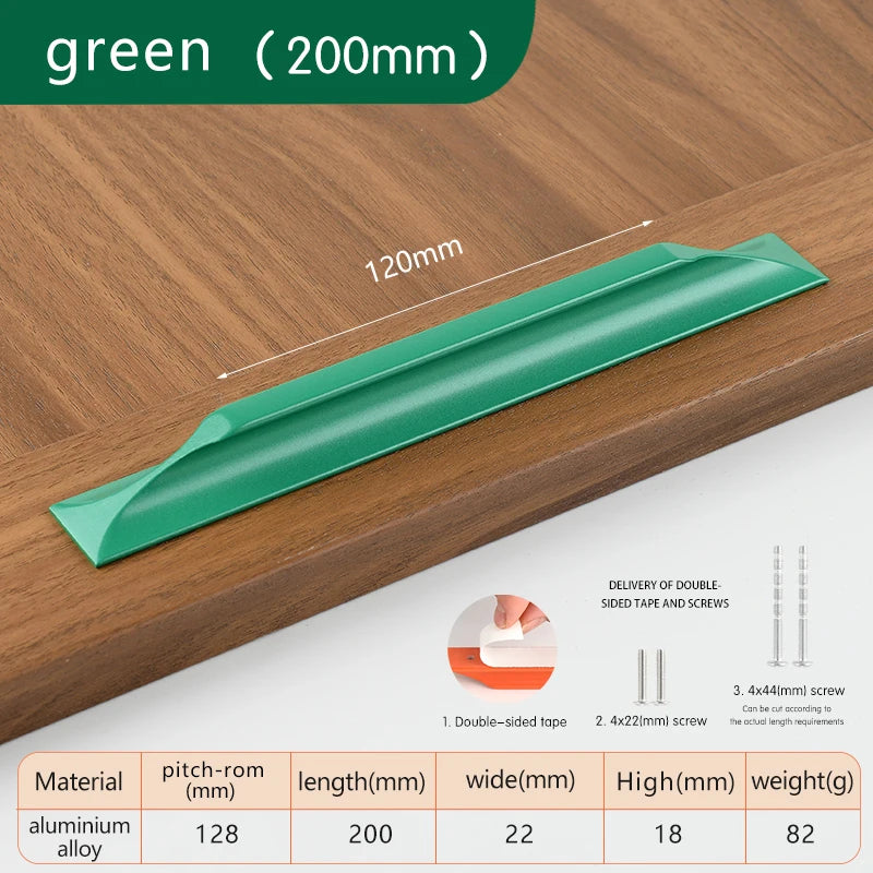 Self-adhesive easy-install kitchen cabinet drawer colorful handles furniture door windows sliding glass door push-pull handle
