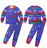 Kids Chucky Clothing for Boy Girl Long T Shirt Pants Dress Free Mask Ghost Dolls Cosplay Pyjamas Carnival Party Outfit Xmas Gift