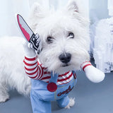 1-4PCS Halloween Chucky Pet Costume Deadly Doll Outfit for Dogs Cats Cosplay Funny Scary Apparel with Wig Knife Accessories