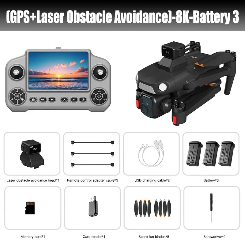 Lenovo  Drone GPS RC 8K Professional HD Aerial Photography Laser obstacle avoidance Aircraft Quadcopter Three-axis gimbal Dron
