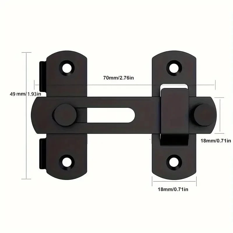 1Pcs Stainless Steel Sliding Barn Door Lock Hardware Gate Latches, Window Closet, Matte Black Silvery
