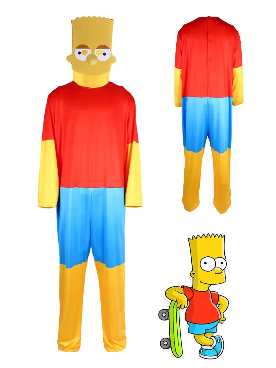2025 Halloween  Ensemble complet de cosplay d'anime Simpson, performance sur scène, parent-enfant
