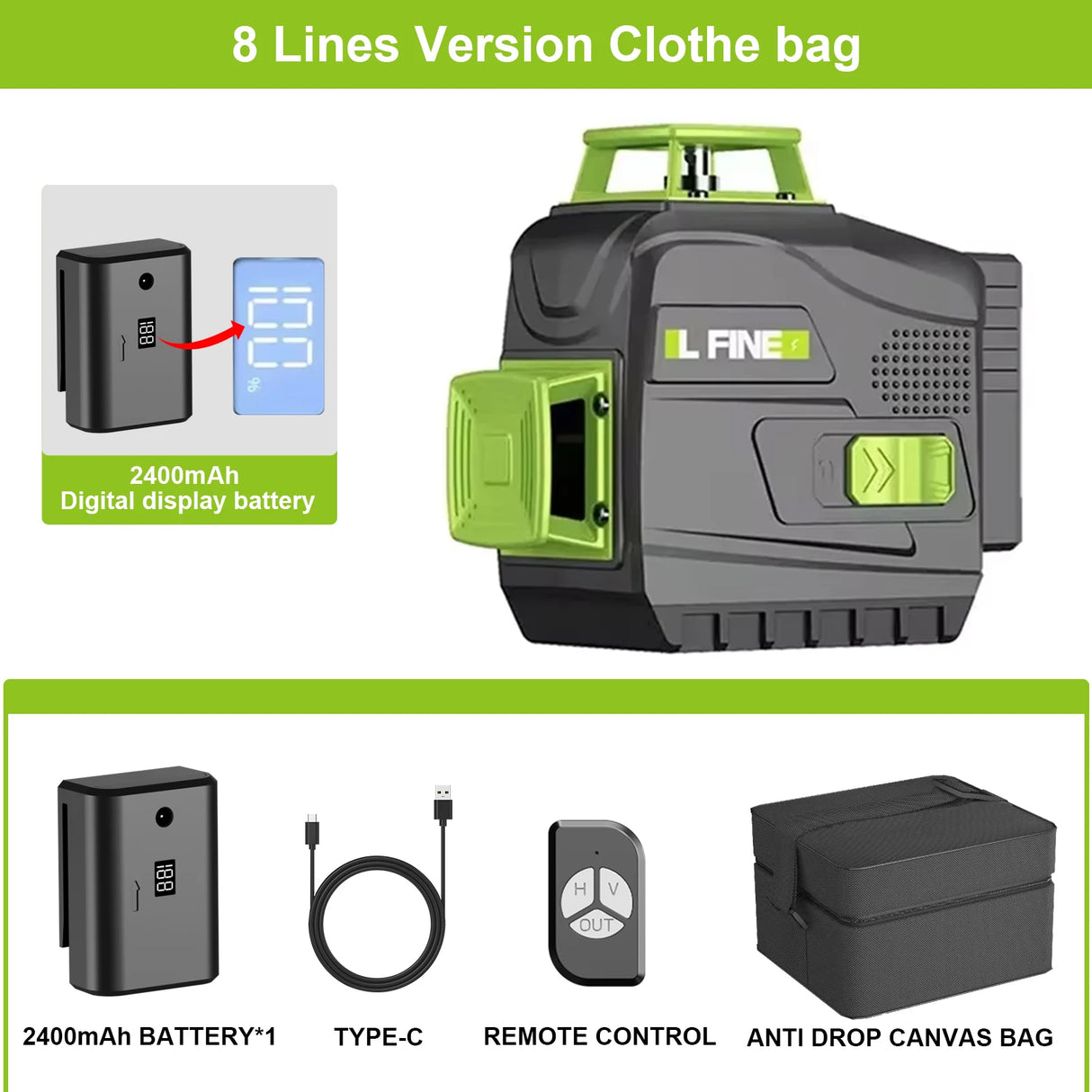 Lfine 4D 16 Lines 360°Self-leveling Laser Levels with Tripod and Suitcase Horizontal And Vertical Professional Laser Level Tool