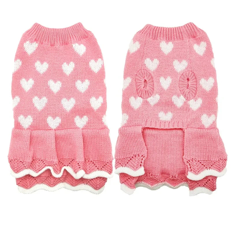 New Christmas Pet Cat Puppy  Clothes for Small Dogs Pet Cat Teddy Costume Red Love Dog Sweater Pet  Costume