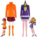 Velma Cosplay Orange Top Skirt Socks Halloween Costume Daphne Cosplay Daphne Purple Dress Halloween Costumes for Women