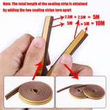 5m/10m Weather Stripping Door Seal Strip Diep Self-adhesive Draft Stopper Tape Window Insulation Noise Rubber Sealing Strip