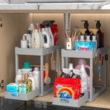 2-Tier Sliding Under Sink Organizer Space Saving Bathroom Cabinet Storage Drawer