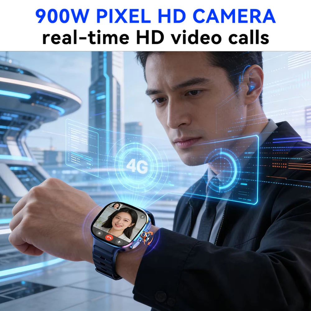 New Large Screen Smartwatch 4G/5G Android 10.0 AMOLED 2.4 inch 900W Pull-out Swivel Camera WIFI GPS Smart watch 16GB+256GB RAM