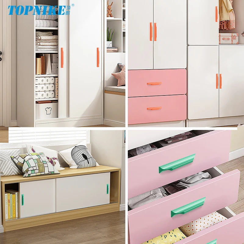 Self-adhesive easy-install kitchen cabinet drawer colorful handles furniture door windows sliding glass door push-pull handle
