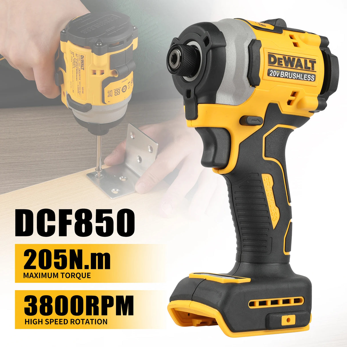 DeWalt Lithium Brushless Motor Screwdriver Electric Screwdriver Electric Hand Drill Impact Drill Combination Kit Dcd805 Dcf850