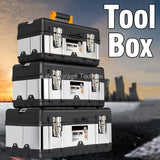 Household portable stainless steel tool box storage box industrial grade empty large toolbox suitcase metal tool organizer box