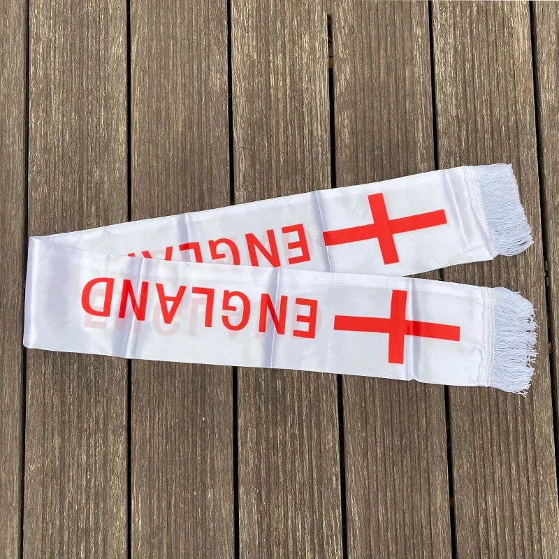 National Team Football Fans Scarf 14x130cm England Tassel Flags Scarf Party Commemorative Souvenir