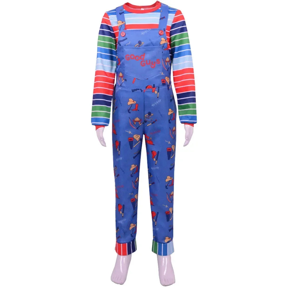 Anime Scary Chucky Women Dress Cosplay Costume Cartoon Horror Chucky Jumpsuits Halloween Clothing for Men Women Party Costumes
