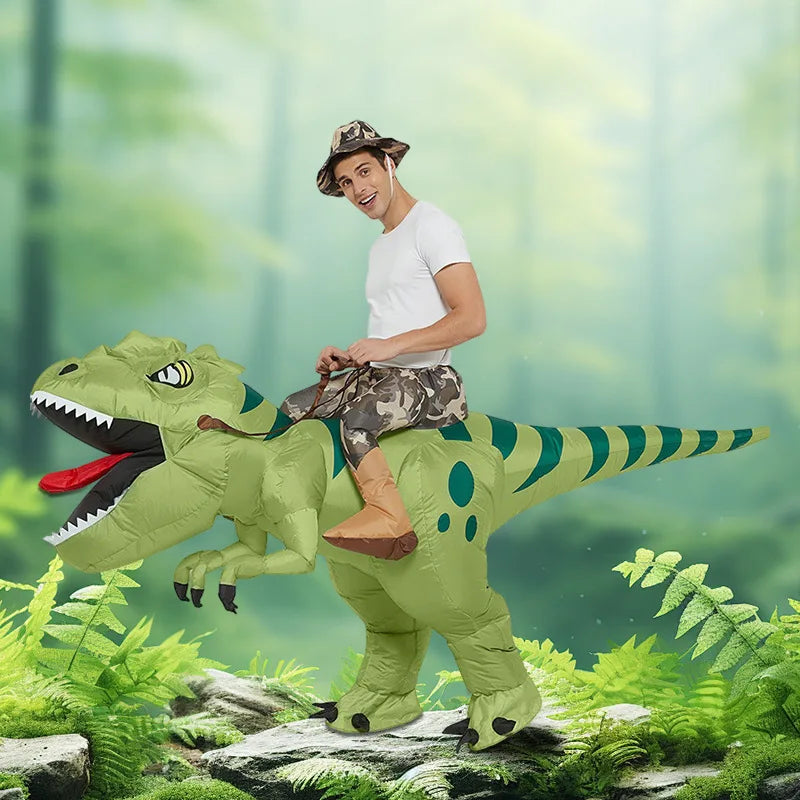 Animal Cartoon Riding T-Rex Inflatable Costume Adult Kids Chasing Game Nursery Kids Dinosaur Role Playing Game Birthday Gift