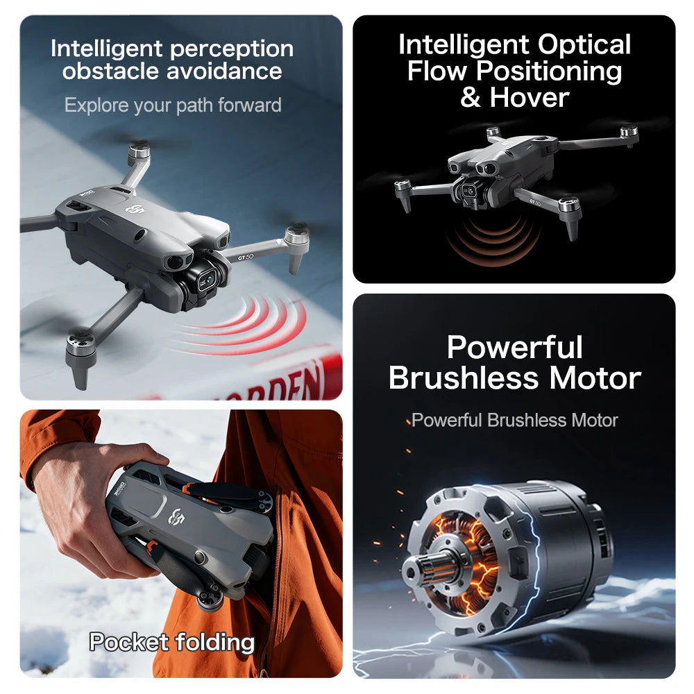 Lenovo GT50 4K FPV Drone 8K HD Dual camera drone  brushless motor 4.3" screen EIS anti-shake 2.4 GHz RC quadcopter Toy Aircraft