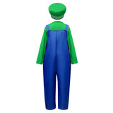 Plumber Costume Cosplay Outfit Bodysuit Children's Clothes Stage Performance Overalls Funny Sets Boy Girl Anime Role Play Outfit