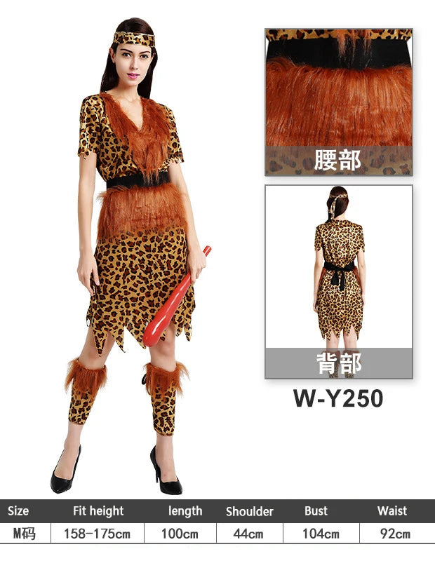 Adult Mens and Women Primitive Savages Costume Fred Flinstones Stone Age Indian Man Cosplay Female Carnival Mardi Gras Fancy Dre