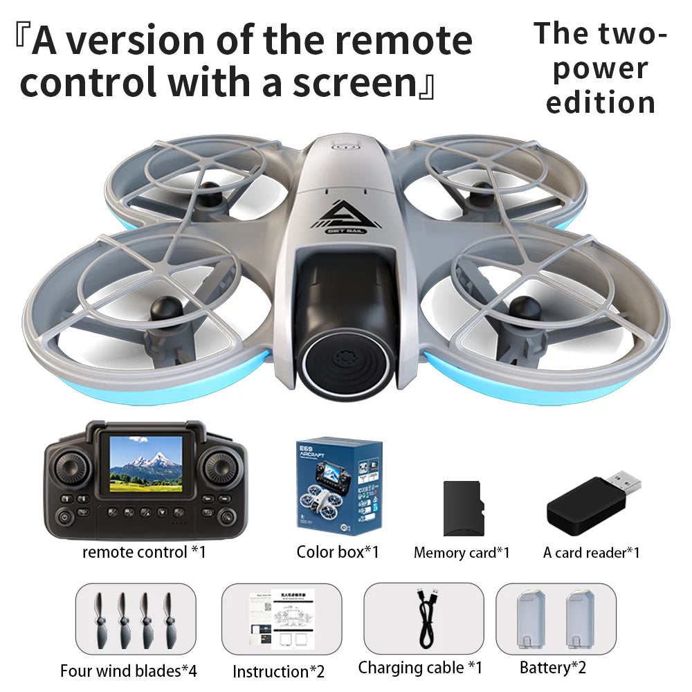 E69 Rc Drone with Screen RC 4K HD Camera WiFi Light Flow Drone Pocket  Rc Mini Quadcopter