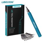 Libraton Deburring Tool with 11 HSS Steel Blades, 360 Degree Rotary Head Deburring Tool for Metal Resin Plastic 3D Printing Wood