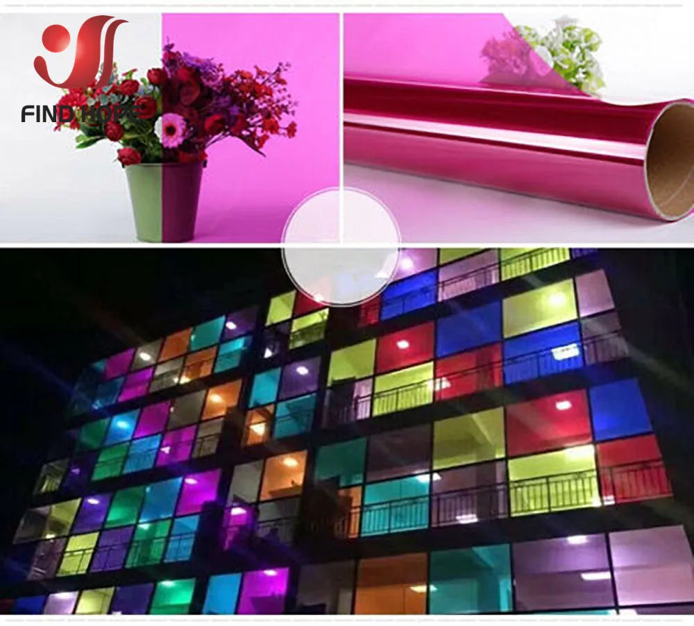 Transparent Window Film Multicolor Solar Tint Self Adhesive Stain Glass Decor Vinyl Roll DIY A4 20/40*120CM