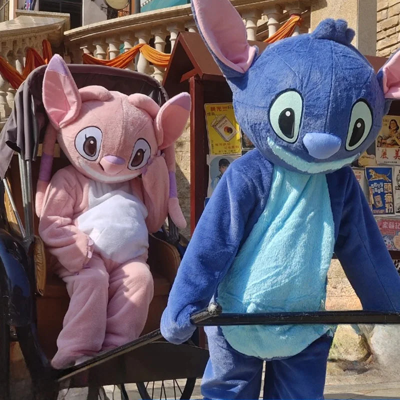 Plush Blue Stitch Mascot Costume Disney Angel Cartoon Fur Cosplay Suit Adult Advertising Fancy Dress Carnival Party Halloween