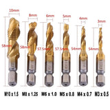 Hex Shank Titanium Plated HSS Screw Thread Metric Tap Drill Bits Screw Machine Compound Tap M3 M4 M5 M6 M8 M10 Hand Tools