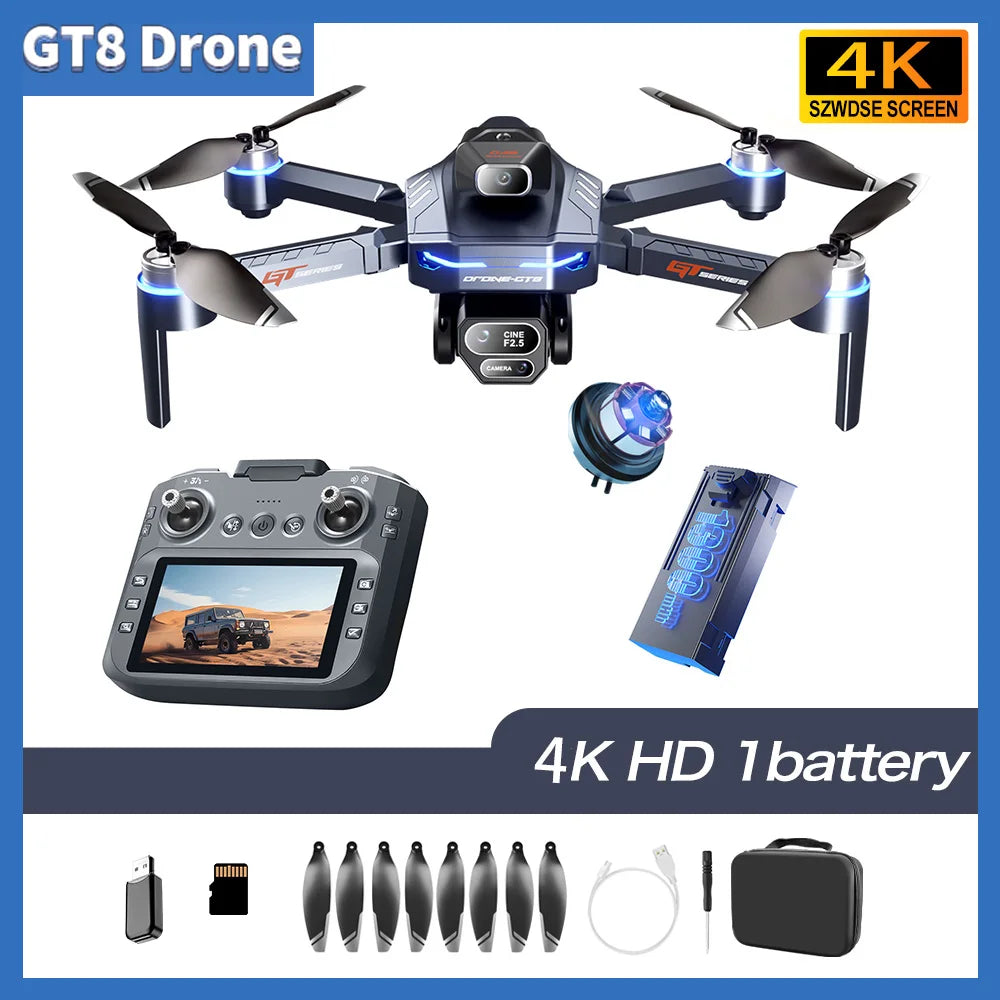 New GT8 MAX RC Drone 4K Professional Dual Camera FPV GPS Brushless Motor Optical Flow Hovering Folding Quadcopter 4k 8K RC Drone