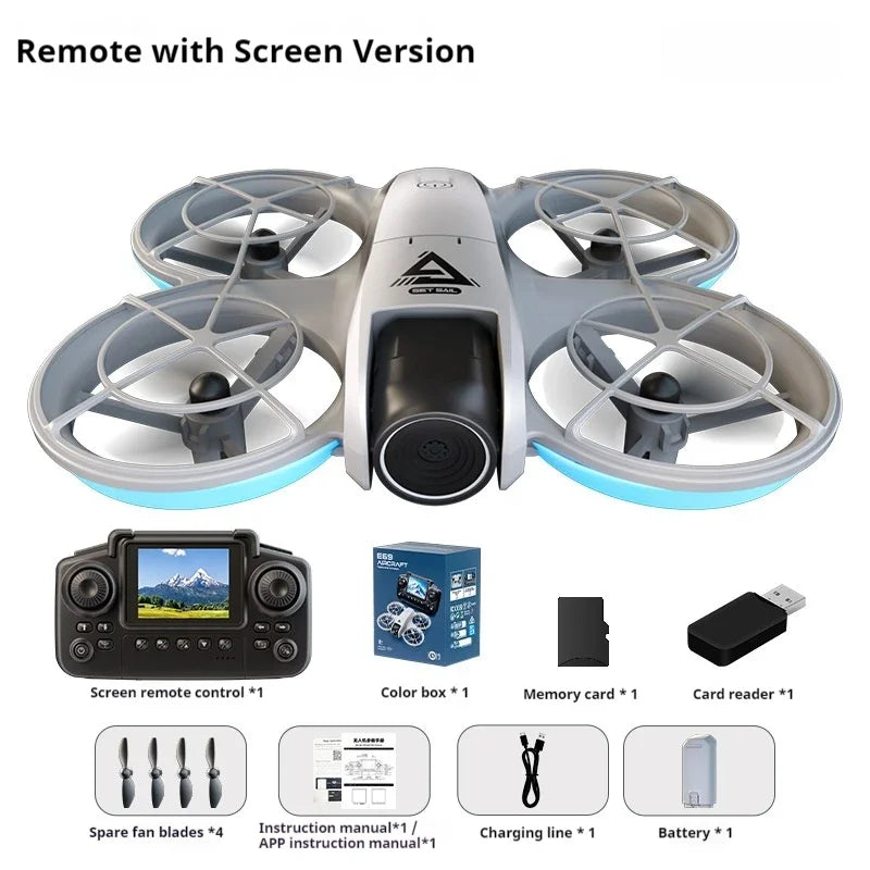 E69 Mini Drone Equipped With Screen Control Dual Cameras Optical Flow Aircraft Remote Control Aircraft, Suitable For Beginners