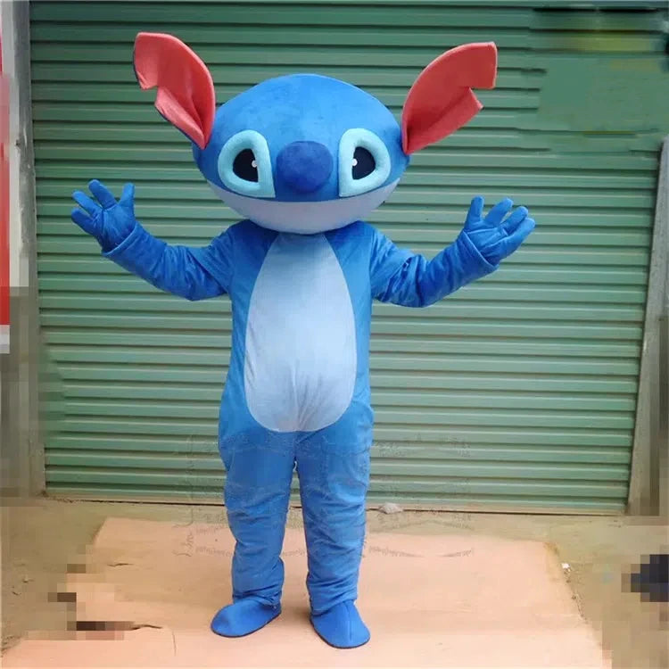 Plush Blue Stitch Mascot Costume Disney Angel Cartoon Fur Cosplay Suit Adult Advertising Fancy Dress Carnival Party Halloween