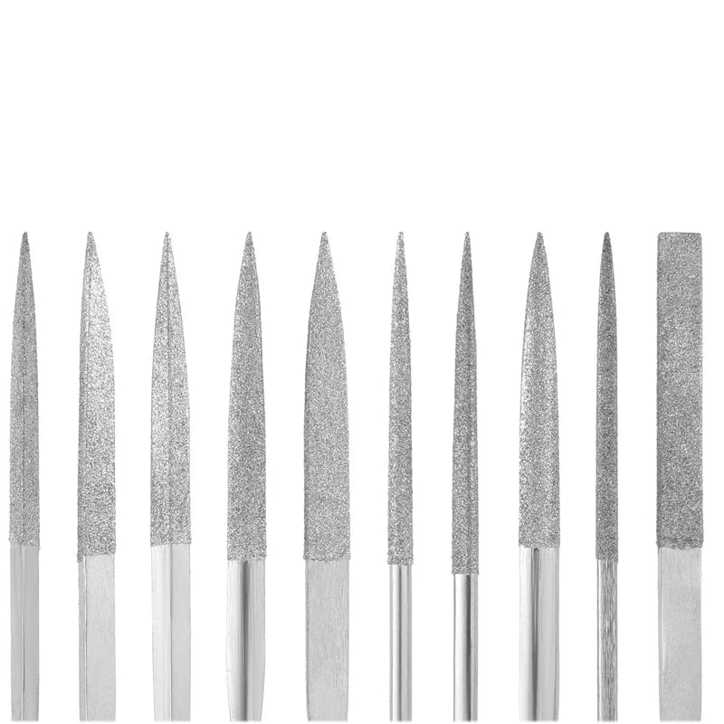 10Pcs Diamond Needle File Set 3x140mm Mini Needle File Kit For Stone Glass Metal Carving Craft Hand Tools Needle File Set