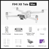FIMI X8 Tele Max Drone 30x Hybrid Zoom Wide-Angle Tele Camera 20KM Range 4K 60fps 3-Axis Gimbal GPS AI Super Night Video