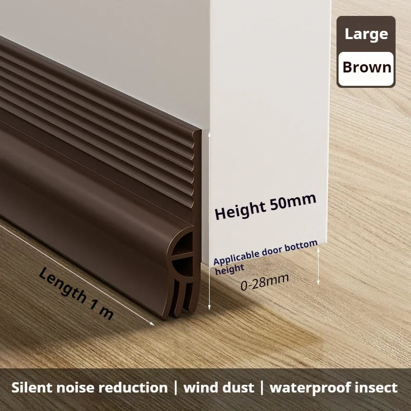 28/50mm Height Door Bottom Weatherstripping Windproof Dust Insect Prevention Self-Adhesive Triple-Thickening Window Seal Strip